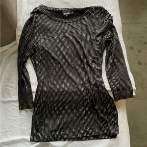 Just Cavalli Black and Silver Studded Long Sleeve Dress